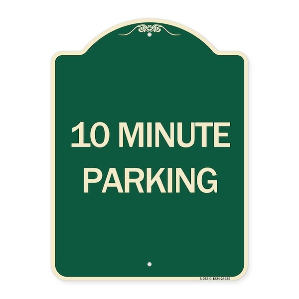 Signmission Designer Series 10 Minute Parking, Green & Tan Heavy-Gauge Aluminum Sign, 24" x 18", G-1824-24636 A-DES-G-1824-24636 - main
